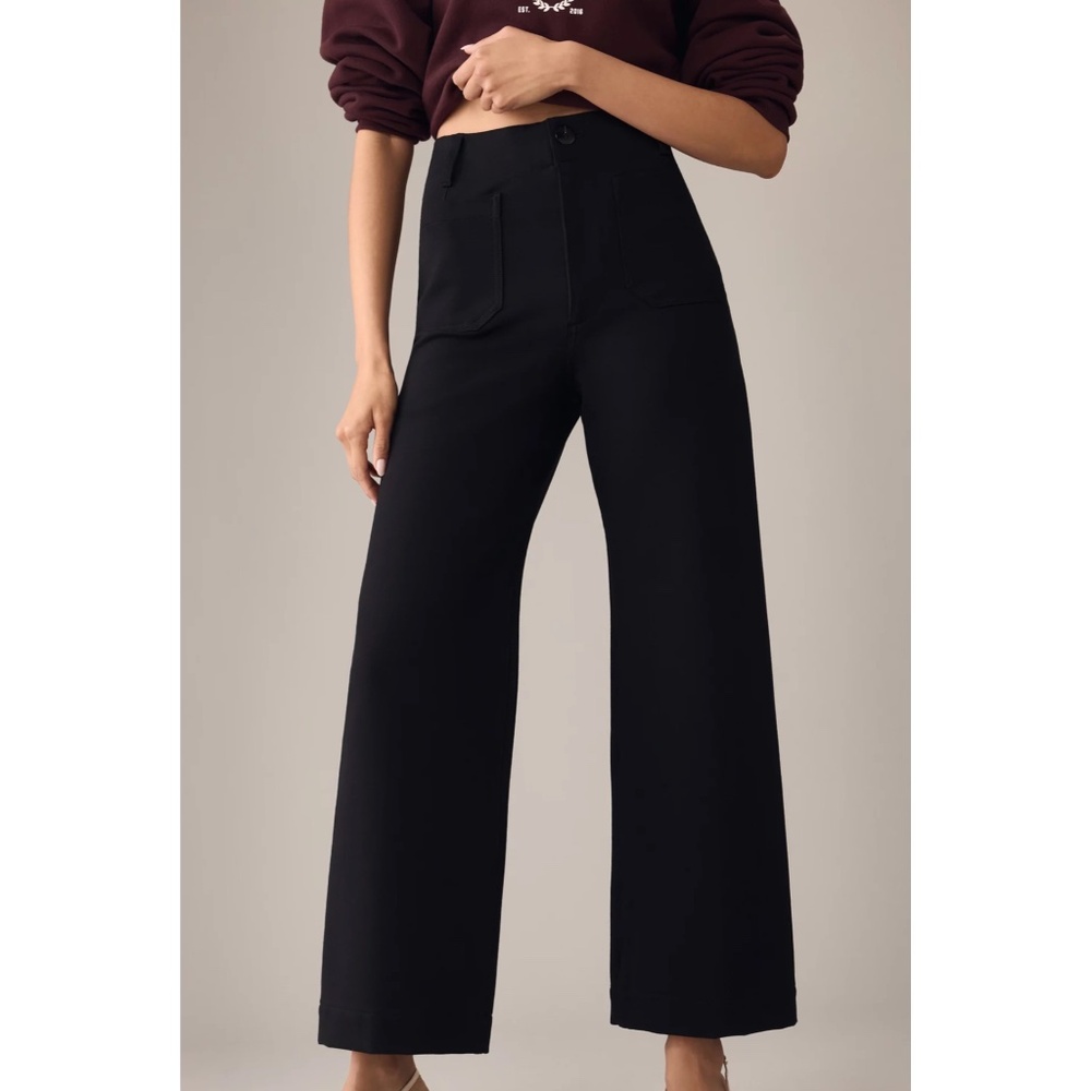 Maeve Colette Standard Cropped Wide-Legged Ponte Pants - 31 REGULAR - Black